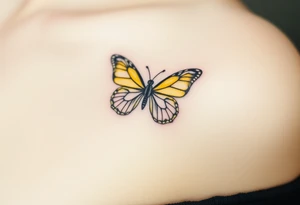 yellow butterfly tattoo idea