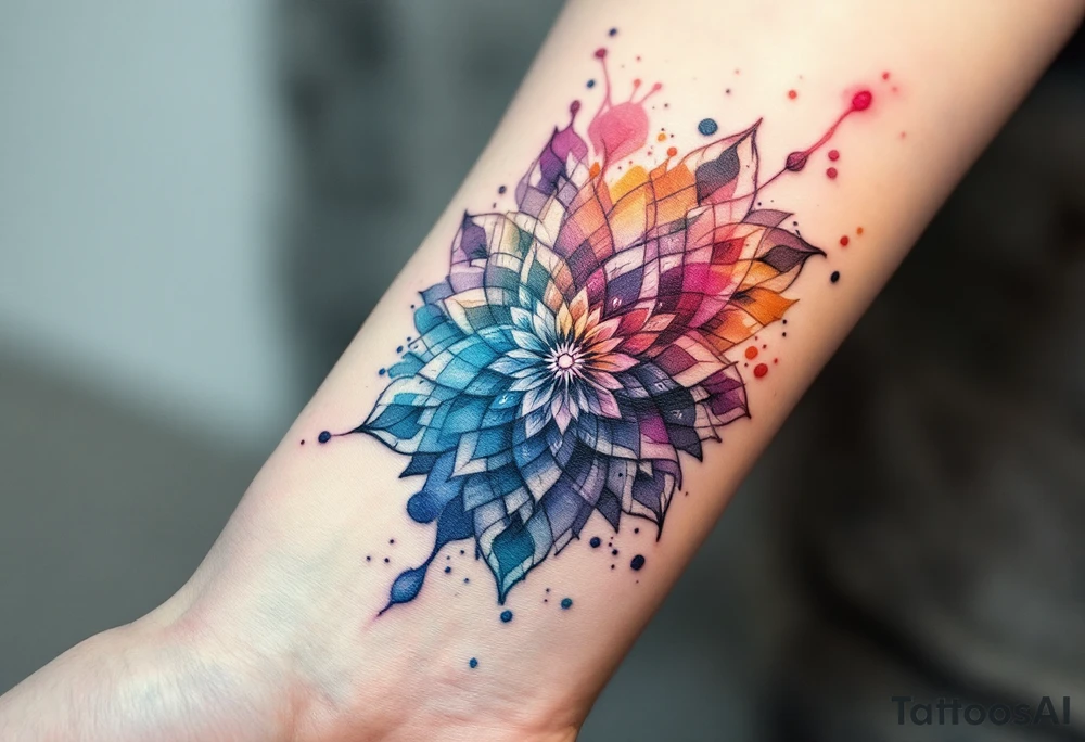 mandala melting tattoo idea