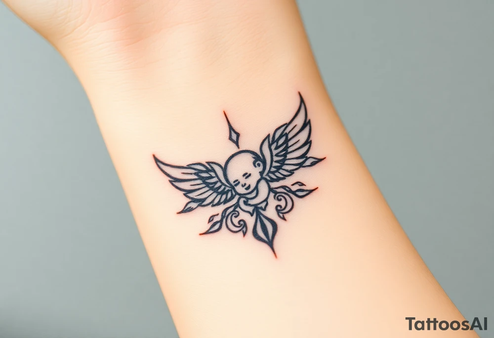 Winged baby, clouds tattoo idea