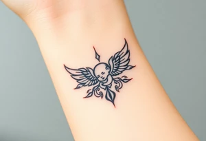 Winged baby, clouds tattoo idea