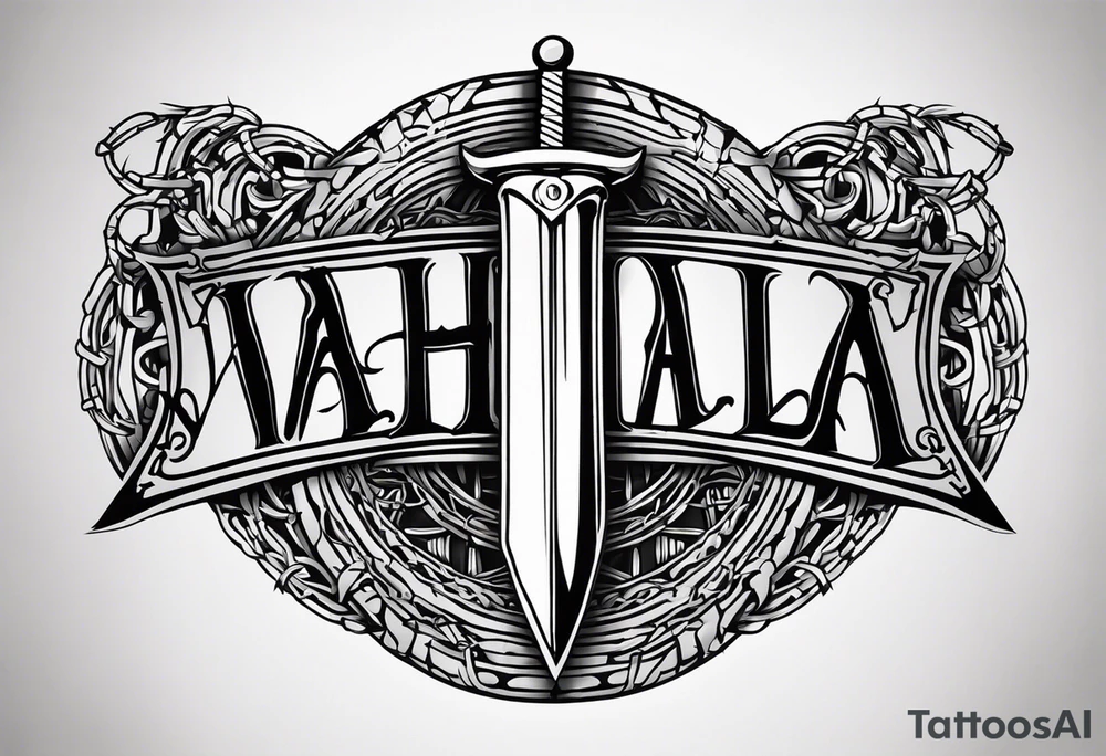 Valhalla sword shield barb wire chain tattoo idea