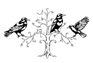 Irish family tree with 3 ravens tattoo idea