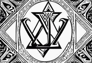 Valhalla sword shield lion 
 axe Valknut tattoo idea