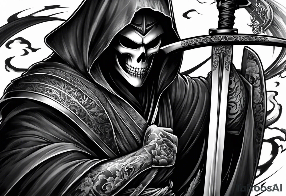 Katana and grim reaper tattoo idea