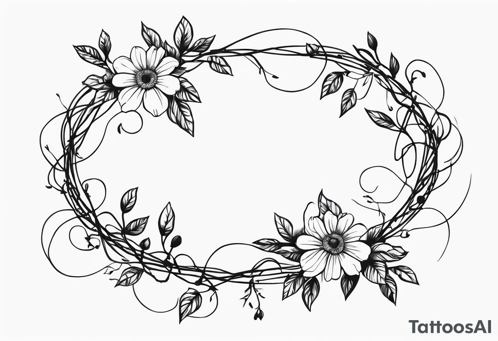 Line of Barded wire with flowery vine wrapped around it tattoo idea