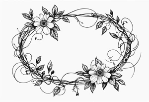 Line of Barded wire with flowery vine wrapped around it tattoo idea