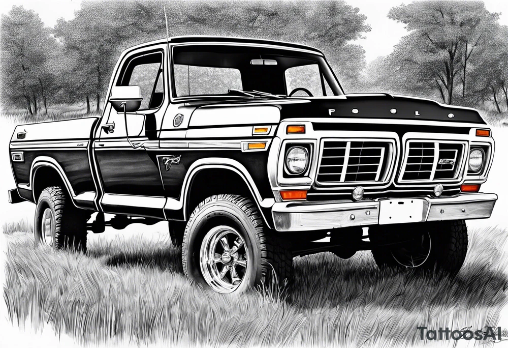 1974 ford f-100 in field tattoo idea