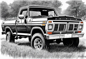 1974 ford f-100 in field tattoo idea