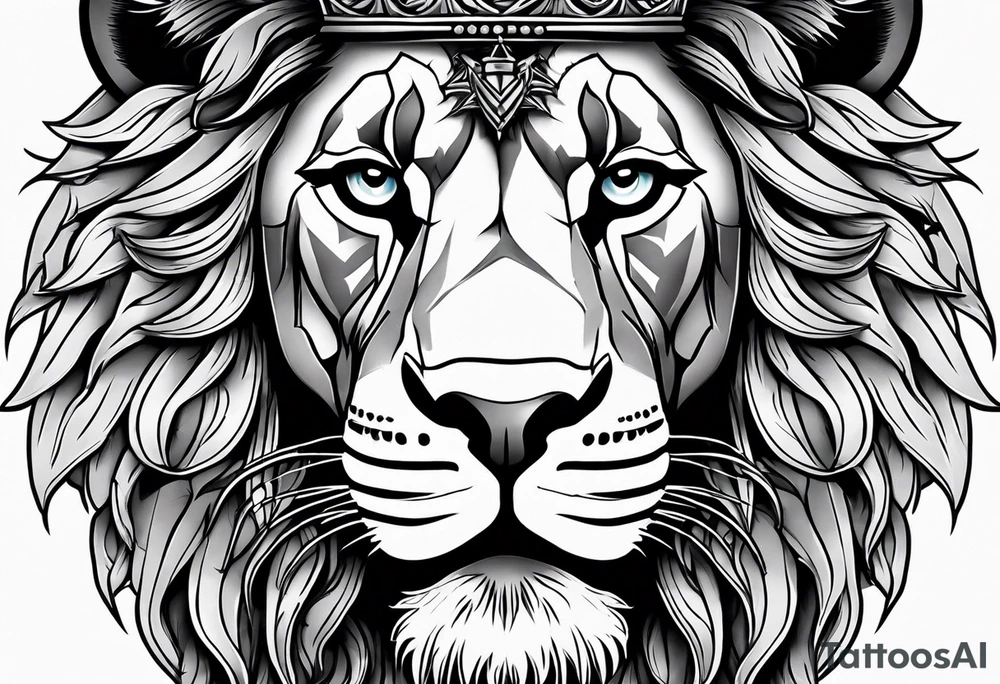 Lion and lamb tattoo with crown of thorns tattoo idea