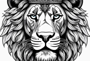 Lion and lamb tattoo with crown of thorns tattoo idea