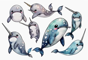 a solitary grey narwhal angry tattoo idea