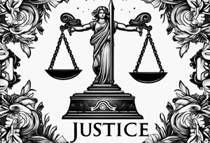 justice emblem with knife and scale tattoo idea