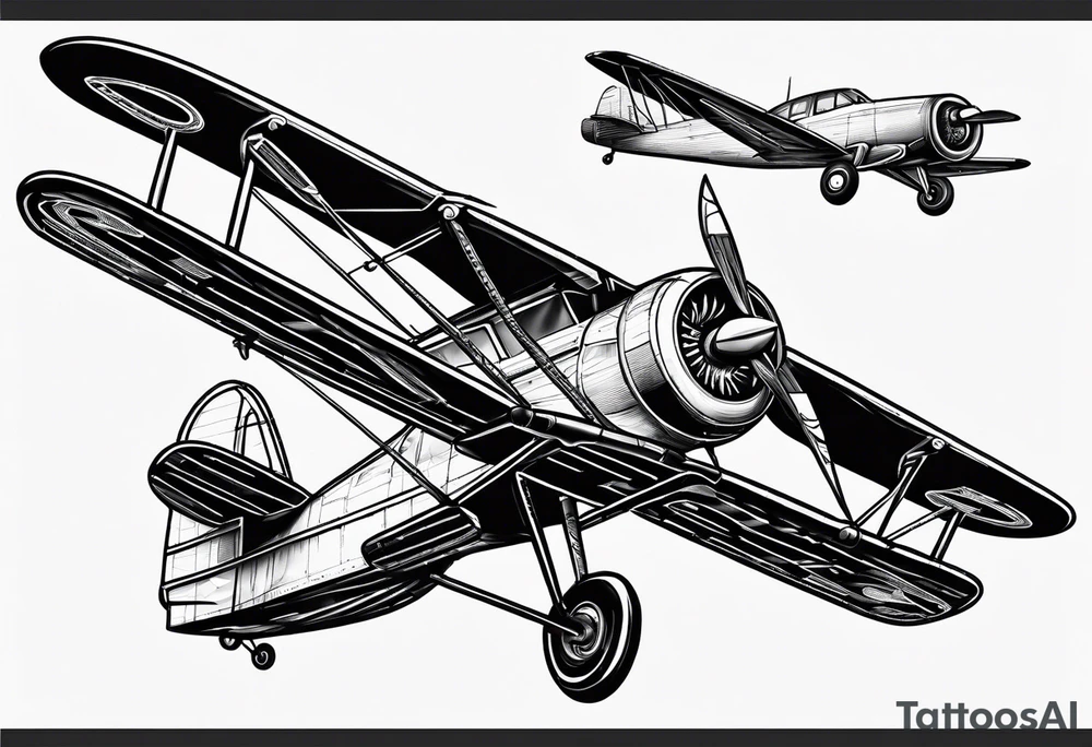 sketch of adventure plane in perspective from the bottom tattoo idea