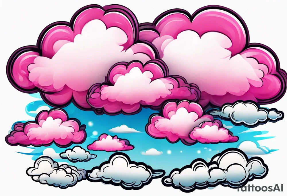 pink fluffy clouds tattoo idea