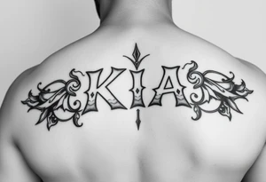 Gangsta style tattoo that says kia tattoo idea