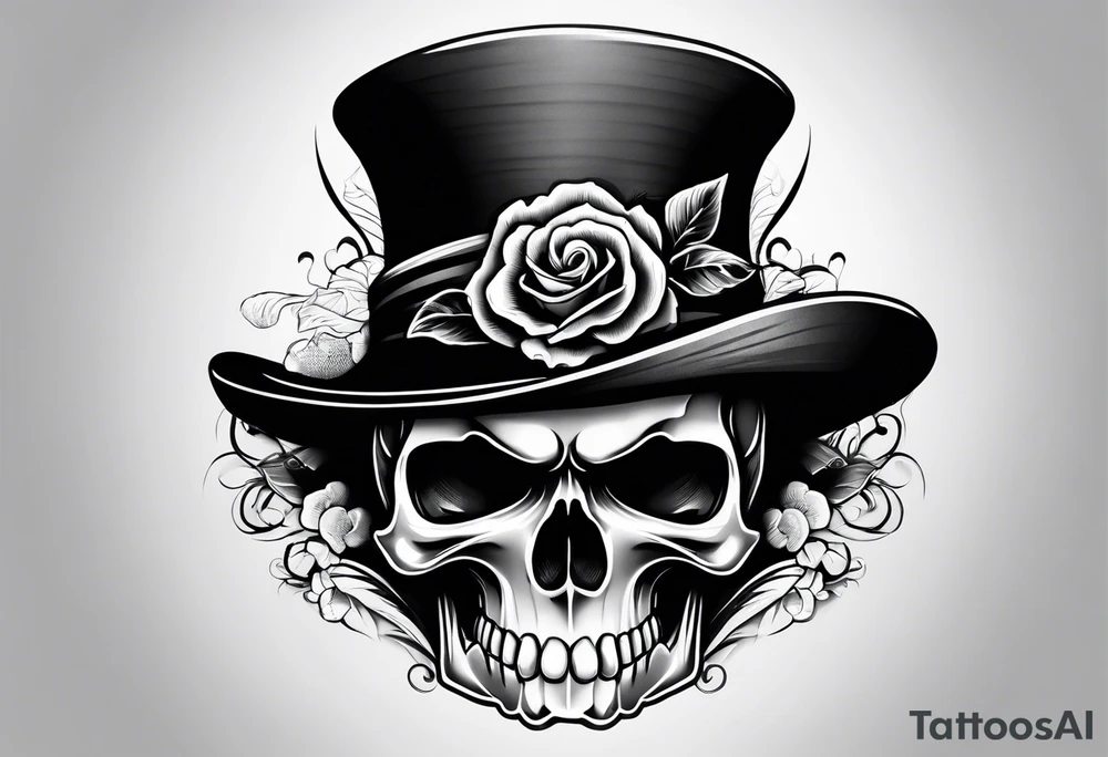 Skull with hat tattoo idea
