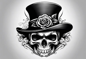 Skull with hat tattoo idea