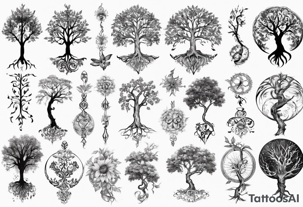 Tree of life long stem tattoo idea