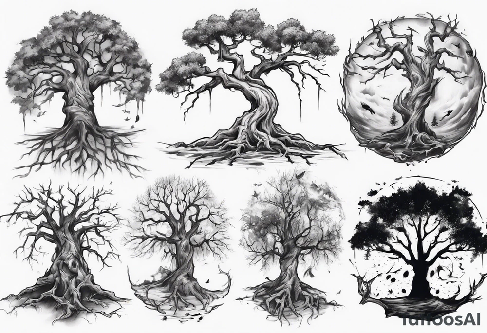 Dying tree tattoo idea