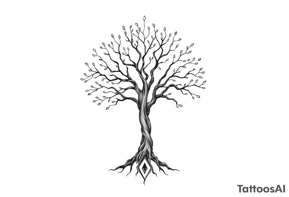 mystical tree of life with bringer of death tattoo idea