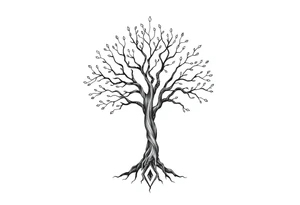 mystical tree of life with bringer of death tattoo idea