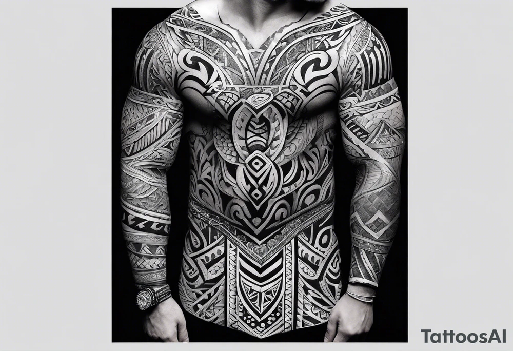 Maori full sleeve that represents strength and love tattoo idea