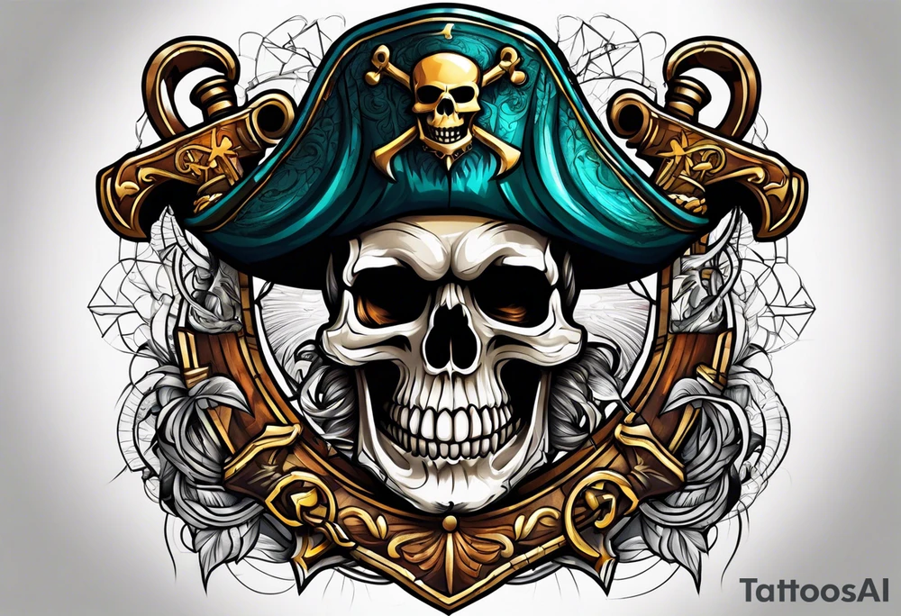 pirate skull anchor tattoo idea