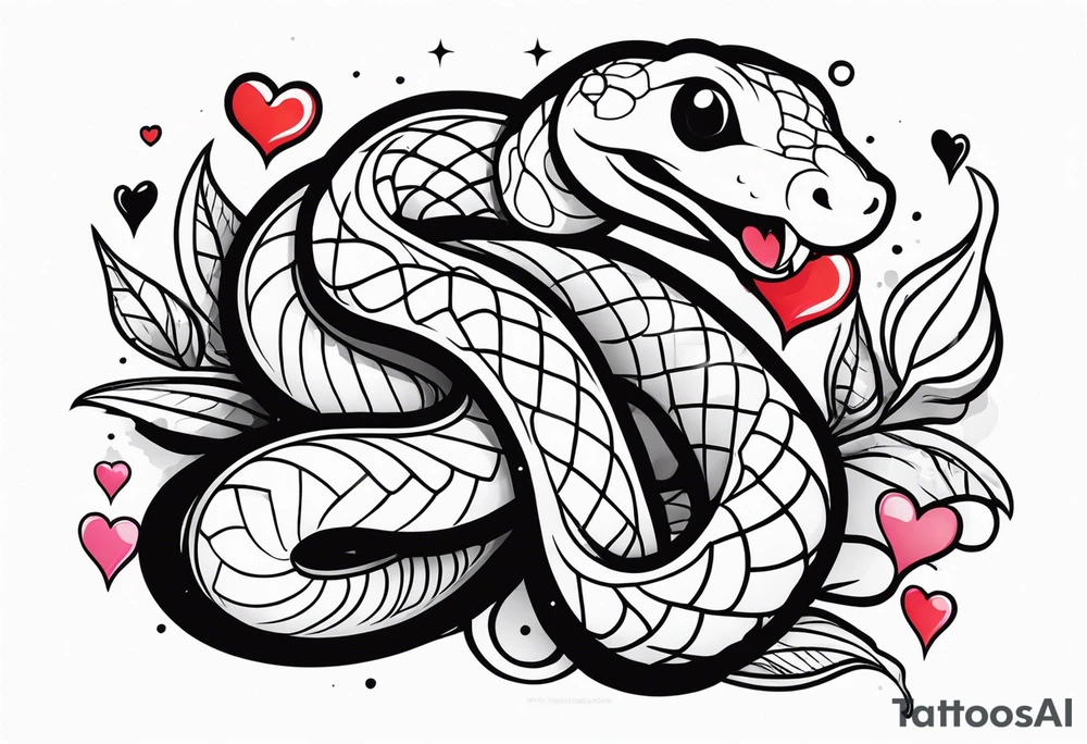 A cute snake with hearts. tattoo idea