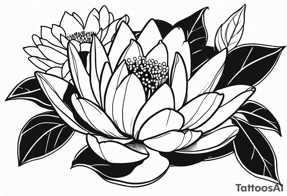 Water lily and holly berry birth flowers intertwined tattoo idea