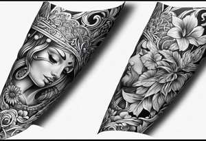 religous arm sleeve tattoo idea