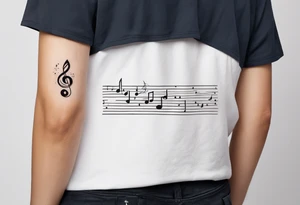 lots of empty space with simple line of icons down the back of the arm. there are four icons in this order:

1. a music note on a staff
2. a wave of water
3. a pocket
4. mushroom tattoo idea