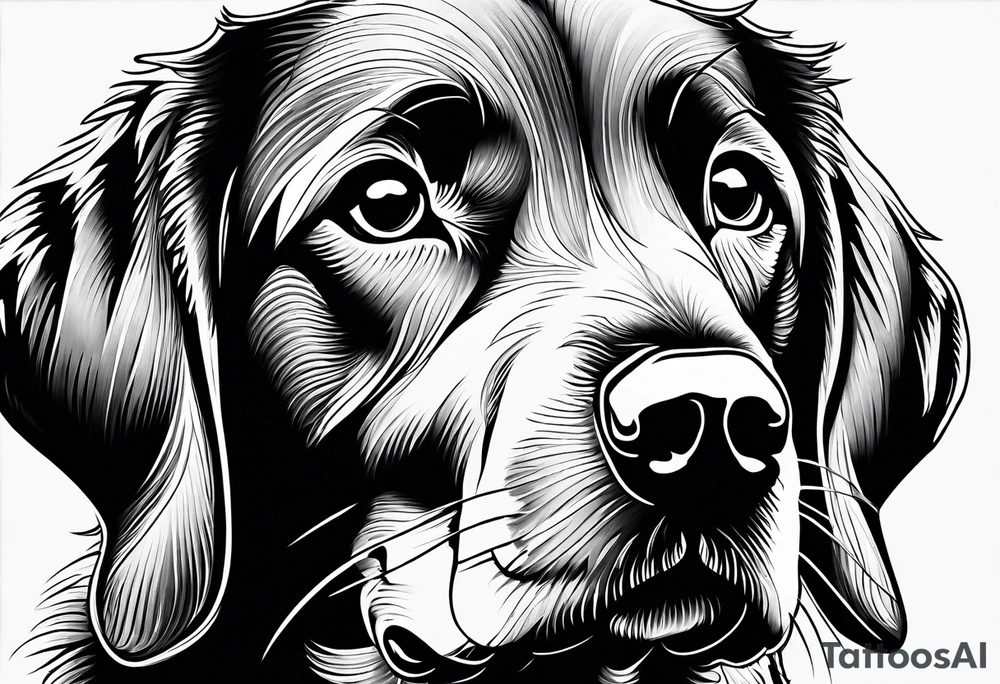 Cachorro sentado de costas traço simples tattoo idea