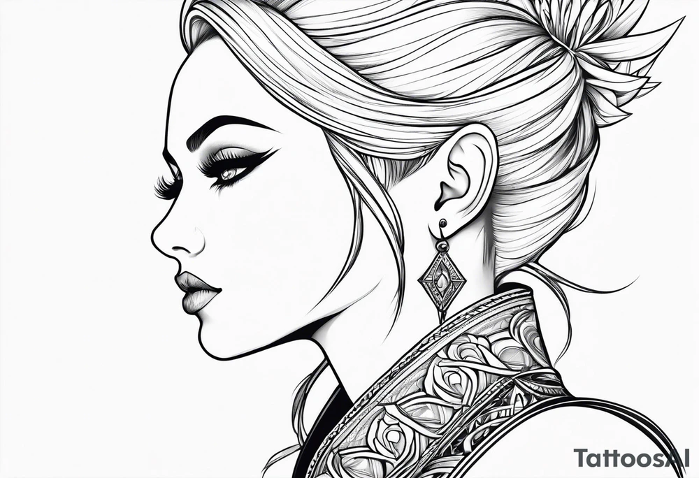 pointed ears elf simple profile tattoo idea