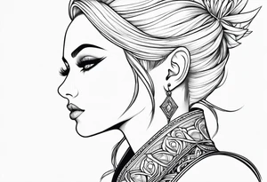 pointed ears elf simple profile tattoo idea