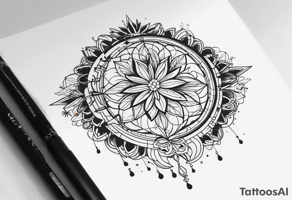 троянди в поєднанні з абстракцією tattoo idea