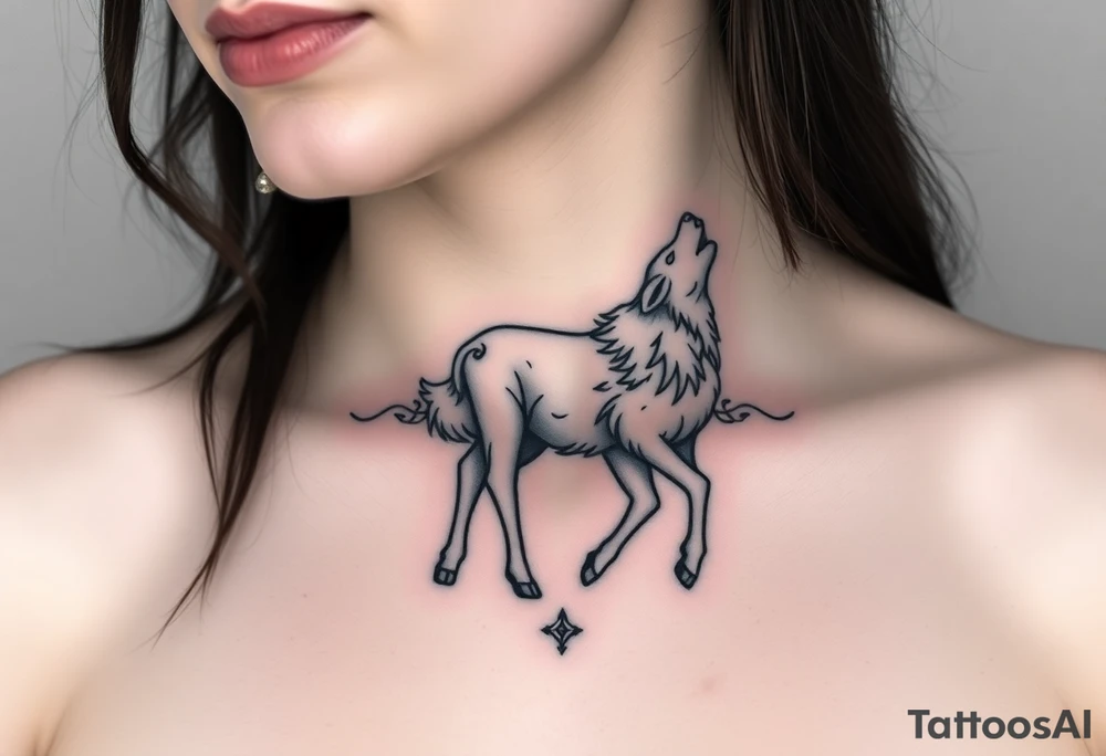 Sheep with wolf coming out of its body tattoo idea
