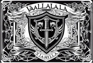 Valhalla stairs  sword shield chains tattoo idea