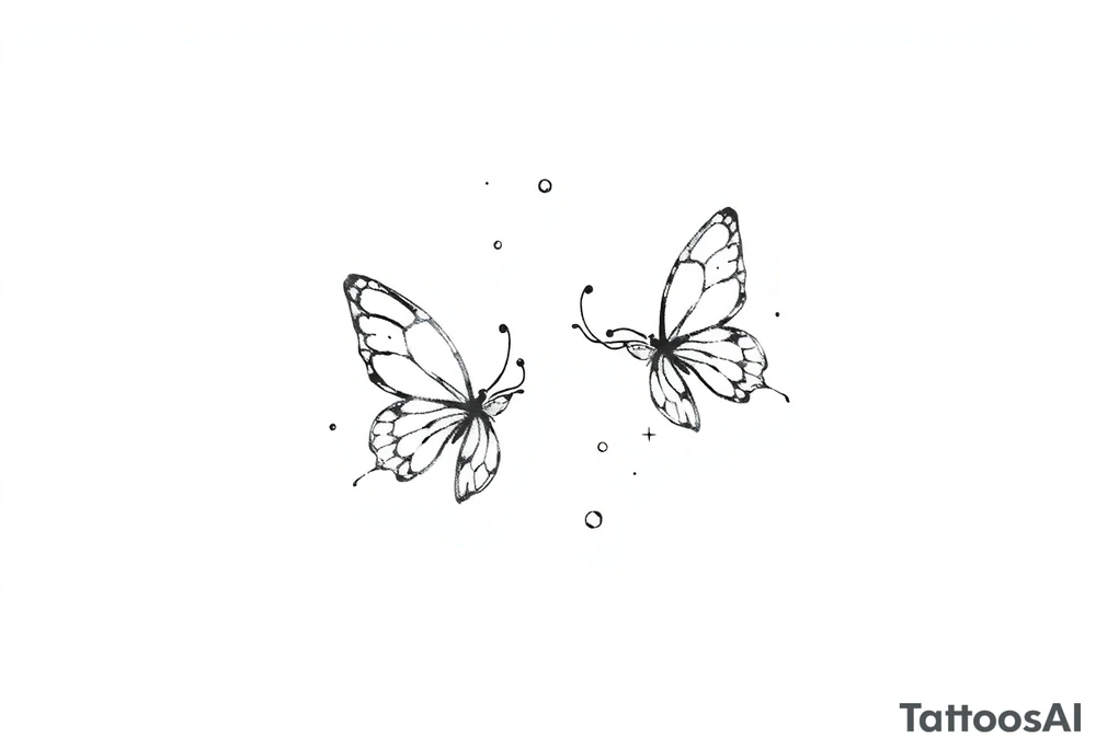 Simple butterflies with sparkles and some bubbles tattoo idea Simple butterflies with sparkles and some bubbles tattoo idea