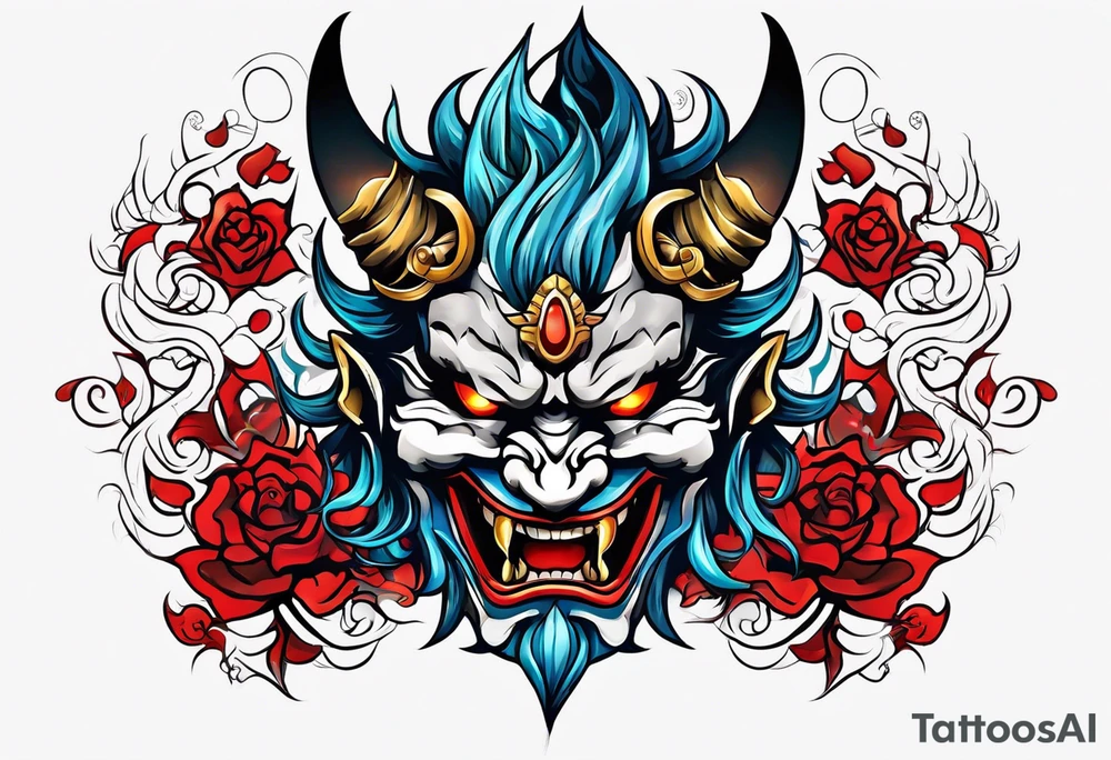 A Oni mask for protection against Evil tattoo idea