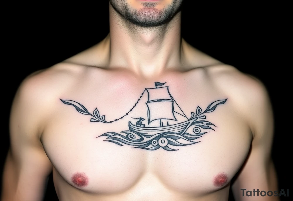 Polynesian tribal island boat tattoo tattoo idea