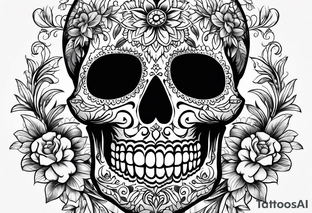 Day of the dead skull with shading tattoo idea