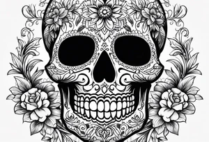 Day of the dead skull with shading tattoo idea