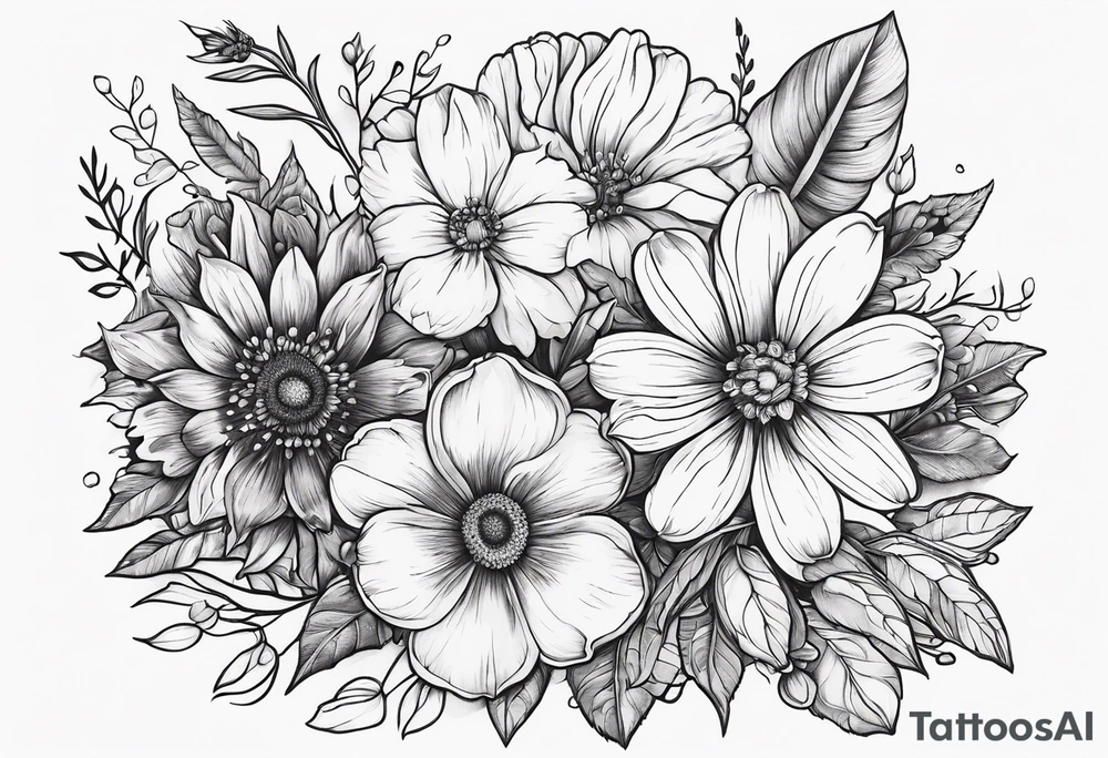 wildflower bouquet tattoo idea