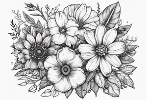 wildflower bouquet tattoo idea