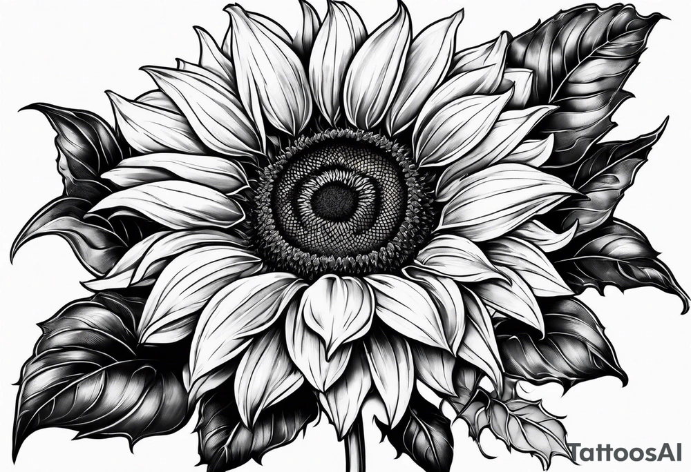 sunflower to cover scars with stem around the arm tattoo idea