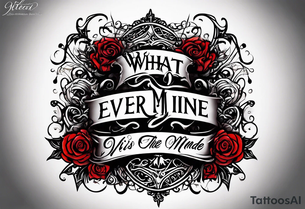 Script lettering saying"What ever our souls are made of, his and mine are the same" gothic tattoo idea