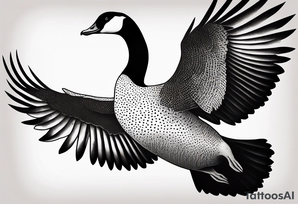 canadian goose shaking wings profile tattoo idea