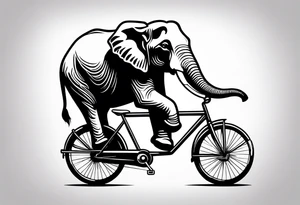 An elephant rides a bicycle tattoo idea