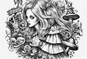 Alice in wonderland mural, "Alice, Don't Get Lost In Wonderland" tattoo idea