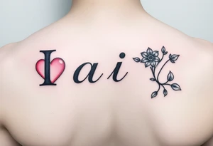 Script horizontal  faith with letter I having a pink heart and the t being a cross with an April flower at  that end and a scrolled stem w 2 leaves tattoo idea